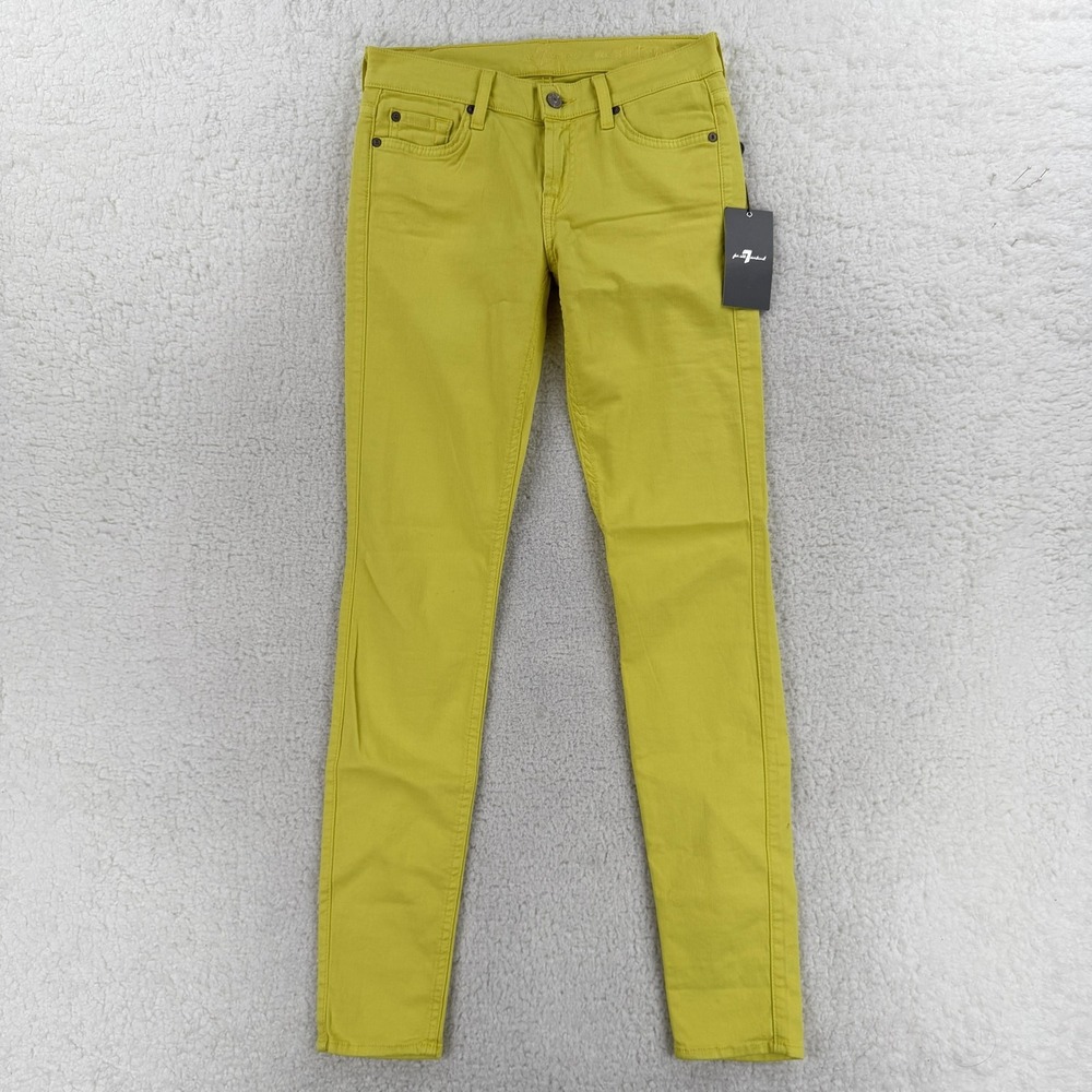 7 For All Mankind The Skinny‎ Jeans Womens 26 Yellow Low Rise Stretch USA NEW